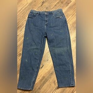Quacker Factory Christmas Mistletoe Bling Blue Jeans 20W